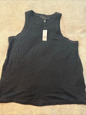White House Black Market Black Sleeveless Linen Tank